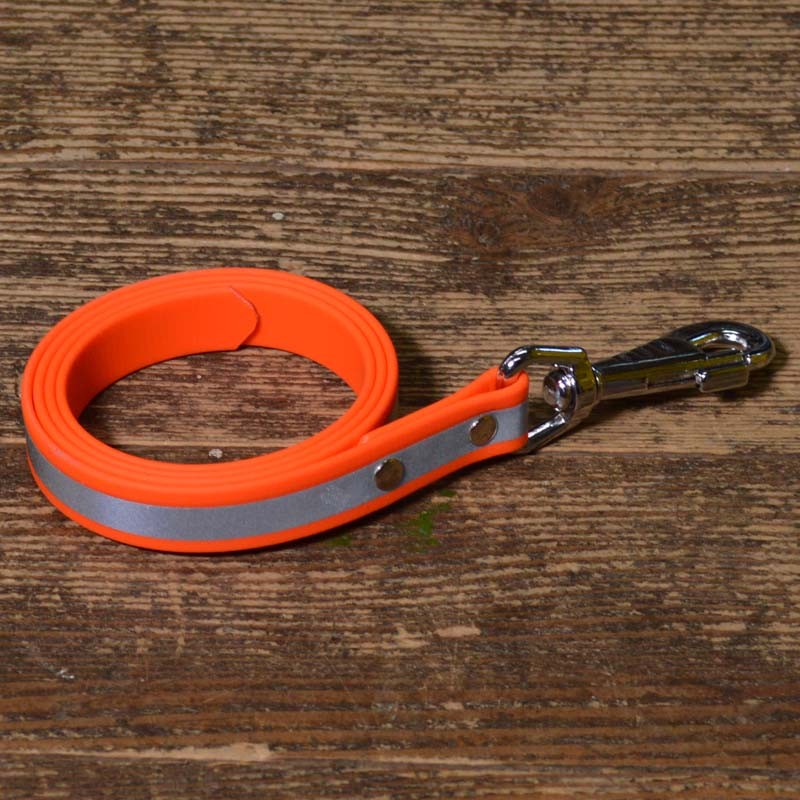 BioThane Leine 19mm neon orange reflektierend mit Nieten